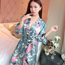 Sleeping skirt female summer students Korean version of cute loose silk pajamas summer ice silk short sleeve large size household clothing can be worn outside