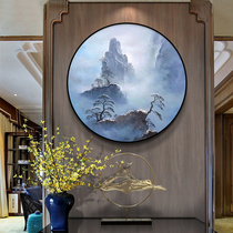 New Chinese round hanging painting Chinese style porch oil painting hand-painted landscape painting living room lamp painting corridor mural decoration painting