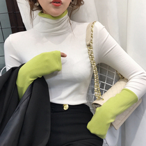 Pile collar high collar bottom shirt woman inside lap 2019 autumn and winter foreign air Europe goods blouse garnter thickened mill wool t-shirt tide