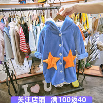 Childrens pajamas coral velvet autumn and winter thick flannel boys robe 2019 new girls foreign style home wear