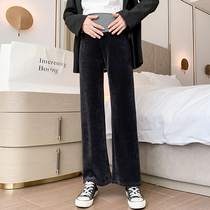 Pregnant women pants autumn hot mother wear chenille wide leg pants 2021 new size high waist belly casual trousers