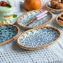 Vietnam Vine-edited elliptic fruit inventory of cardiac dried fruit disc hand-made vine ceramic combination to collect tray in wind