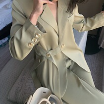 From an inspiration wu limited 2021 new water corrugated early spring suit jacket female design feeling small Korean version female