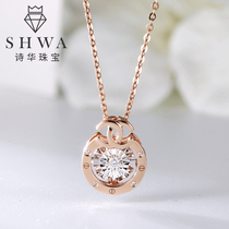 Shihua Jewelry Rose Gold Diamond Necklace Female Roman Digital Real Diamond Pendant Color Gold choker New Product