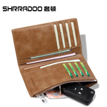 Carbag Men's Wallet ultra-thin leather card bags Doka bovine pickup small vertical bank cartoon zipper