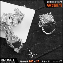 ATELIERSO fake gem opening ring personality original niche designer senior sense Silver fashion