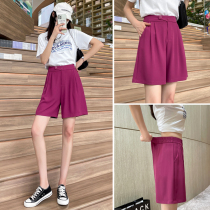 Ice Silk Shorts Woman Summer Thin with high waist display slim loose straight cylinder Pants Small Subsuit 50% Broadlegged Hot Pants