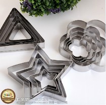 Love star mousse circle embossed mold Biscuit printed fondant cake cutting mold Triangle five-pointed star