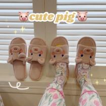 Cute home pig plush cotton slippers ins girl pig nose three-dimensional wool shoes