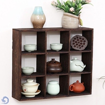Cup grid frame solid wood multi-Bag tea cup containing tea shed rack Gongfu tea with shelf tea water cabinet Bogu frame