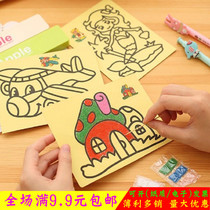 Childrens sand painting set creative scratch painting handmade childrens DIY painting material toy painting color sand wholesale