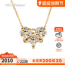 18k gold diamond necklace heart - shaped two diamond - shaped diamond - mounted diamond necklace