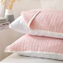 Gauze pillow towel single pair of cotton padded cotton cotton home simple Nordic anti-mite