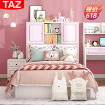 Minimalist plate bed 1 2 m 1 5 m tatami bed children bed linen beds High case storage bed Pink Princess Bed