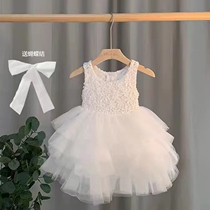 South Korean female babys birthday dress One year old birthday princess dress Spring autumn girl with dress dress for a fluffy dress