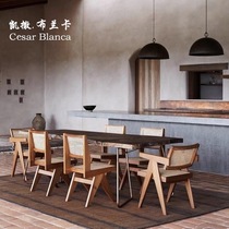 Caesar Blanca solid wood retro rattan chicoreography chair Chandigarh backrest dining chair balcony folk and leisure with quiet wind