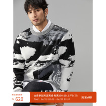 LEZORA Exclusive Organization for Japanese Imported Yarn Short abstract jacquard round collar knit sweater