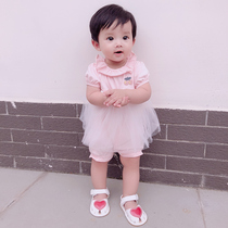 Korean childrens clothes baby clothes summer thin triangle ha clothes short sleeve cotton one-piece clothes bag top clothes climbing clothes princess dress