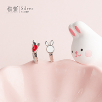 Cat jellyfish S925 pure silver drop glazed rabbit carrot ear button female Korean temperament net red earrings 2021 New wave