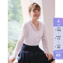 (clear cabin RMB160 ) big code women dress meritocratic lace small square collar lace shirt fat mm palace wind blouse