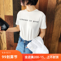 (Special) Different is good 16 micron wool fiber letter T-shirt