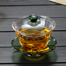 Glass Cover bowl tea cup three talent cover Bowl single household kung fu tea set large hand grab tea tea cup bowl