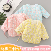 Baby handmade cotton cotton-padded jacket baby winter monk clothing newborn baby half back clothing 11th month ten