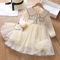 Girl Little Savage Princess Dresses Dress Spring Dress 2022 New Children Foreign Air Dress Little Girl Long Sleeve Mesh Yarn Dresses