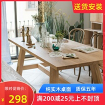 Nordic full solid wood table minimalist working table long table log desk log desk home small family dining table