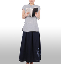 Ciyuan cotton linen cloth cloth - ethnic style original womens Chinese style disc buckle short-sleeved top YD05-115