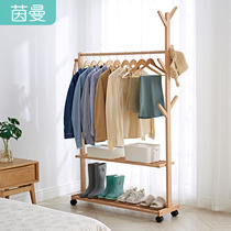 Solid wood hanging hanger on floor Xuanguan clothes rack bedroom hanging rack Home Multi-functional removable treecoat hat rack