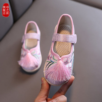 Children Han uniforms shoes 2022 Spring new embroidered shoes ancient clothes Chinese wind performance shoes Old Beijing girl cloth shoes