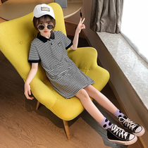 Korean Girls Dress Summer 2021 New Fashion and Foreign Internet Red Korean Version of Zhongda Childrens Girl Polo Skirt