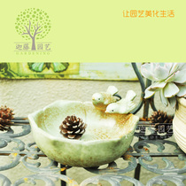 Ceramic double bird flower pot Kiln change glaze Vintage fleshy flower fruit plate Garden decoration Gardening groceries