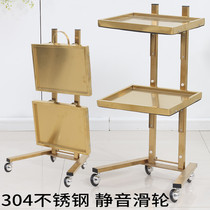Hair car barbershop new stainless steel tool car Japanese hair salon folding trolley Hot dye nail beauty car
