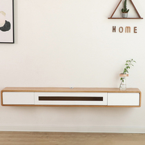 Wall-mounted TV cabinet wall-mounted hanging suspended full solid wood hanging cabinet small family type bedroom wall set-top box shelve
