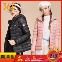 361 degree womens jacket 2019 winter new warm ultra-light down jacket candy color hooded sports jacket women
