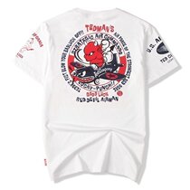 Hong Kong Tide Brand Japanese Harajuku Wind Lucky Ghost Print T-shirt European and American Locomotive Large Size Loose Men Half Short Sleeve