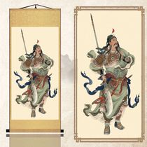 Guan Gong Guan Yu portrait Silk Silk scroll hanging painting rice paper Chinese painting Wu Caishen door god New Year painting town house decoration painting