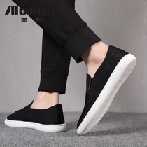 Mens shoes summer breathable casual shoes round head cover canvas shoes and Korean edition tide shoes one foot lazy shoes