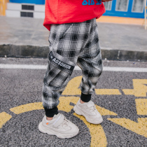 Childrens plaid casual pants spring and autumn western-style pants Korean version of the leggings boys  new spring clothes