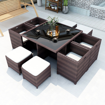 Outdoor CourtyOutdoorsTea table and chairs combination waterproof outdoor open-air vine cockpit backchair vine table