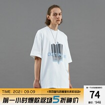 PCLP(PERCLIPS) three-dimensional gradient printing short sleeve T-shirt TEE loose national tide pattern men trend