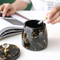 Eurostyle light extravaganza Decorative Ceramic Ashtrays with cover windproof Home Office Creative personality Brief customisation