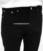 G FOR INNERTHOUGHT Italy IMPORTED HIGH STRETCH WASHED BLACK JEANS TROUSERS SLIM MEN