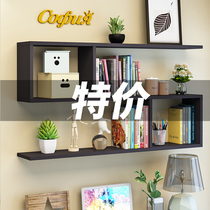 Wall shelf non-hole creative bookshelf wooden partition living room sofa decoration wall cabinet Wall Wall shelf
