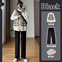 Sports pants womens loose straight summer thin size fat mm slim Joker casual high waist drape wide legs