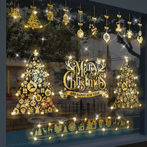 Christmas decorations shop window glass stickers door stickers scene arrangement Christmas Tree Restaurant hanging window stickers