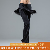 Square dance pants womens trousers New Latin dance tassel pants micro horn dance pants practice wide leg Dance Pants