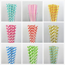 Disposable color striped gilding eco-friendly paper straw paper home birthday party drink juice decoration arrangement